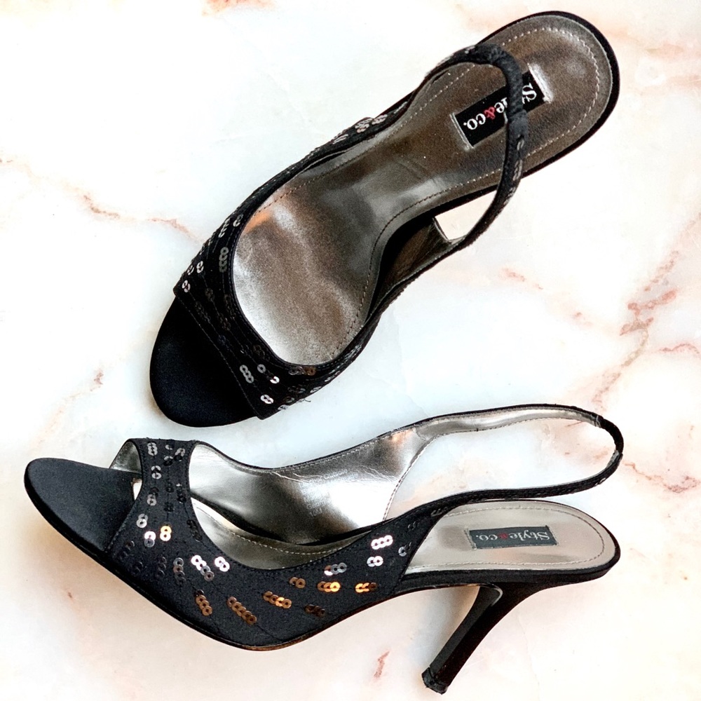 Black Satin - Sequined Style & Co. Heels